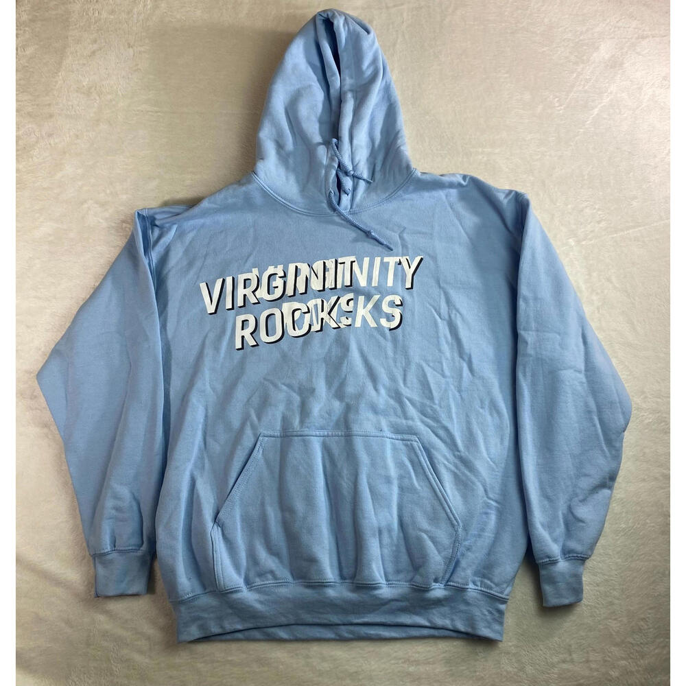 Danny Duncan Virginity Rocks Hoodie Blue Men’s Large L Pullover‎ Misprint Rare